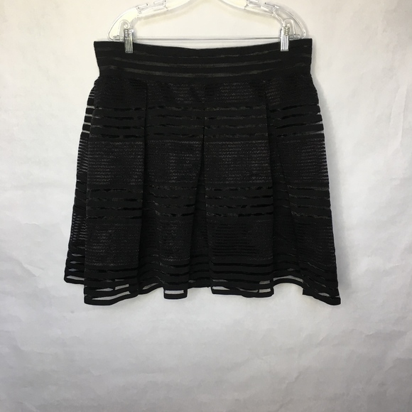 Torrid Plus Size Black Striped Sheer Flared Skirt - Picture 3 of 6